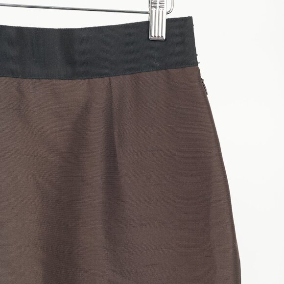 Valentino Brown Silk Shantung Pencil Skirt - Picture 4 of 9